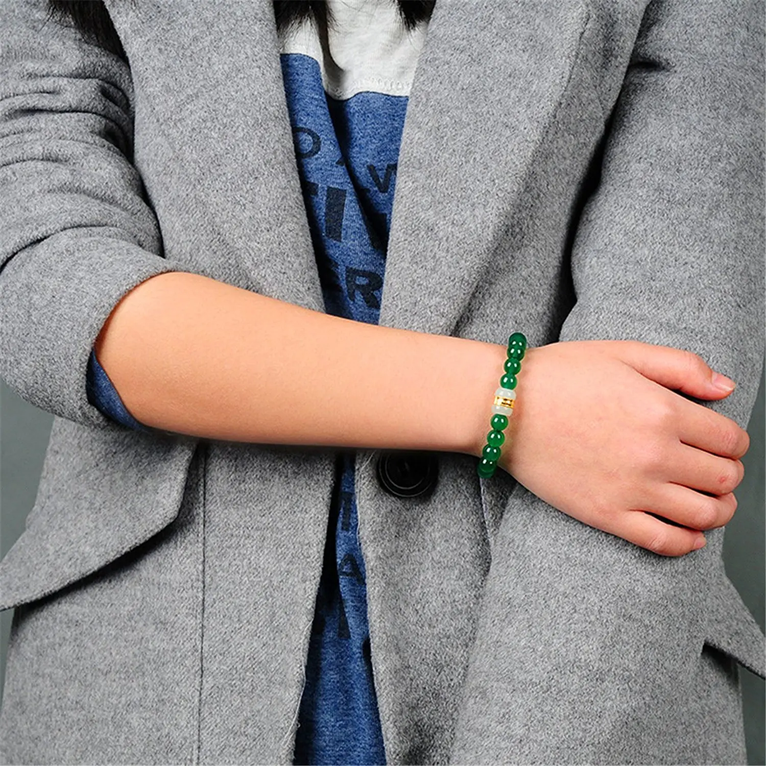 Koraba Fine Jewelry Hetian Jade 999 Gold Bracelet Women's Green Agate Beads Gifts Free Shipping | Украшения и аксессуары