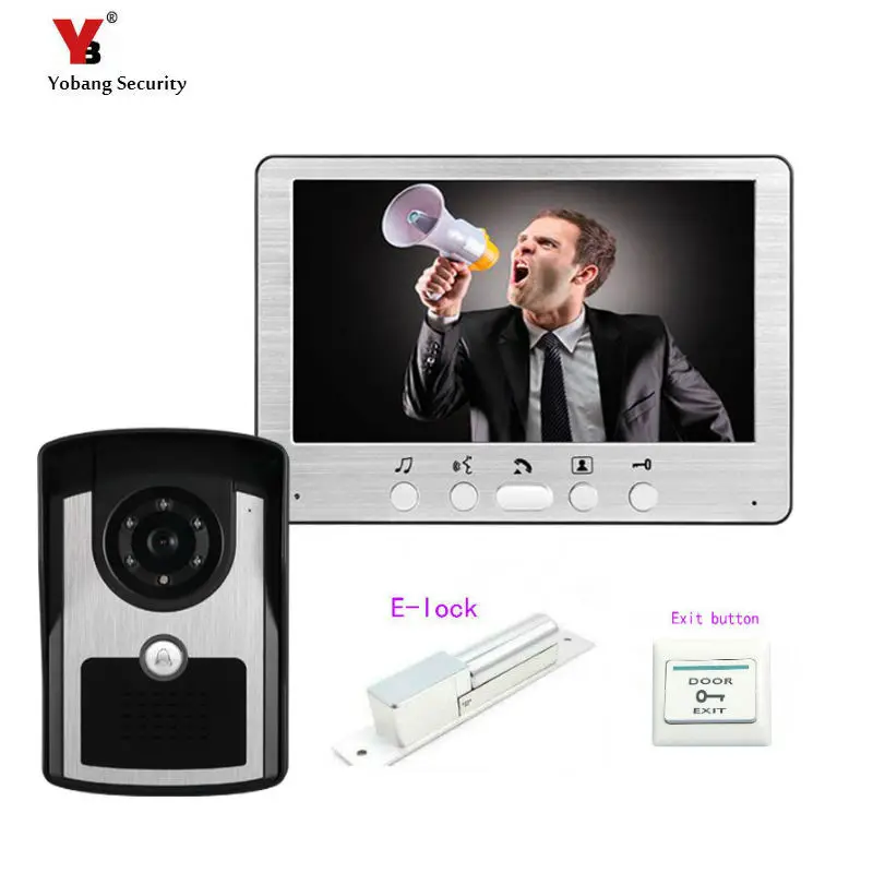

Yobang Security Freeship 7" Inch Video Door Phone Doorbell Video Intercom Kit 1V1 Door Bell Night Vision Camera +Electric lock