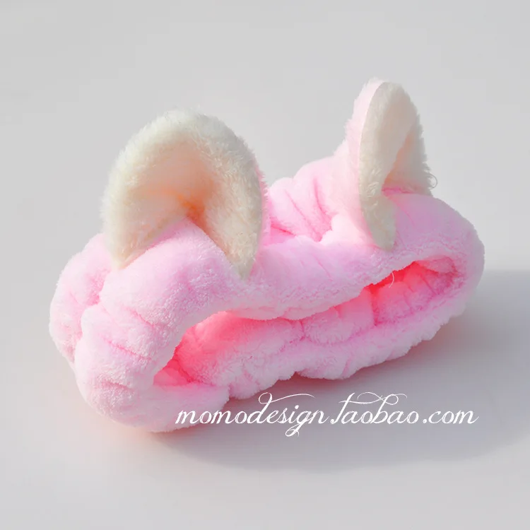 Розовый Мягкая Милая повязка для волос с кошачьими ушками, маска для лица, милые детские повязки, повязки для волос для девочек и женщин, повязка для волос, многоцветная на выбор - Цвет: Розовый