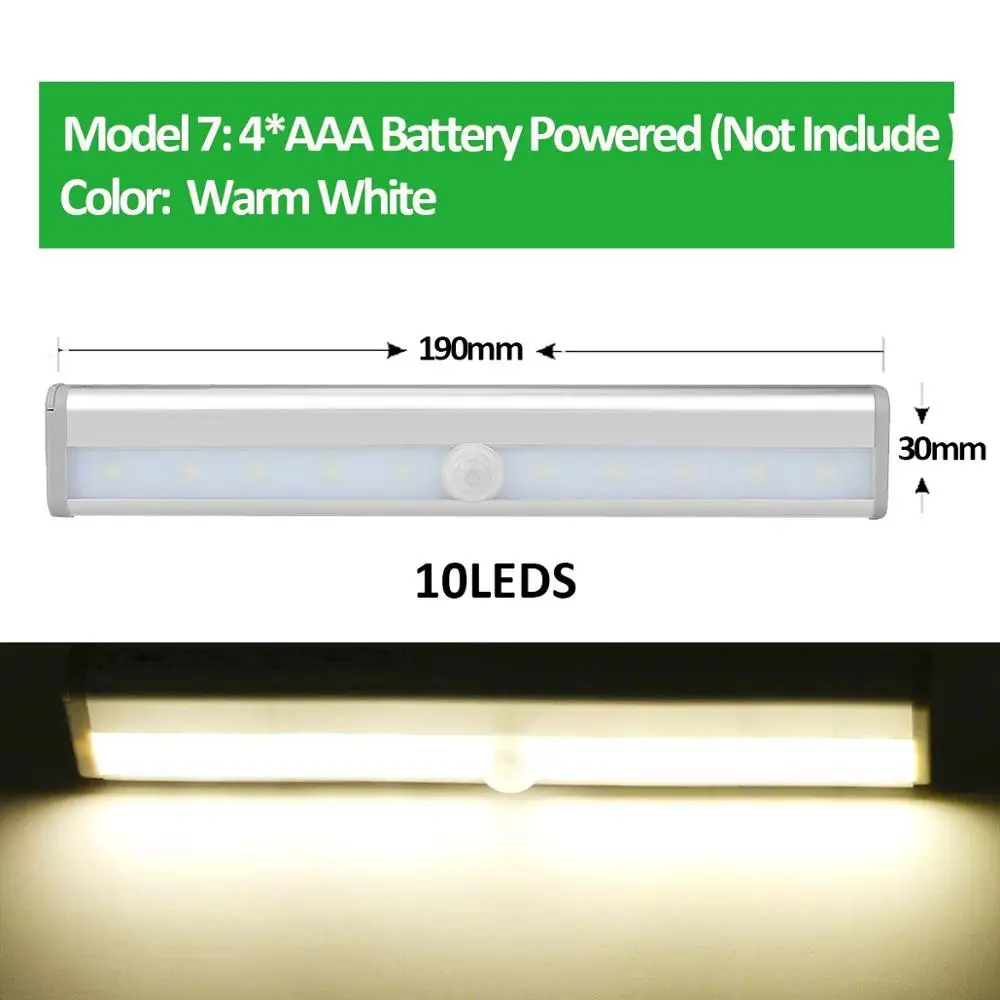 Bar Lamp 10LEDS Warm Настенный светильник PIR датчик движения светодиодный настенный светильник для кухни, спальни, лестницы, шкафа, подвала, дома, Ночной светильник, аварийное освещение - Цвет абажура: Bar Lamp 10LEDS Warm