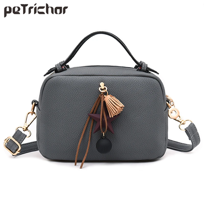 Сумка на плечо женская с кисточкой дизайнерский саквояж кросс боди из экокожи