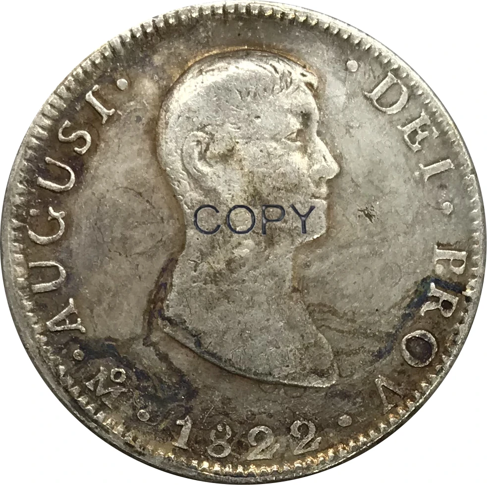 1822 Мексика 8 Reales Мельхиор Посеребренная копия монеты|Безвалютные монеты| |