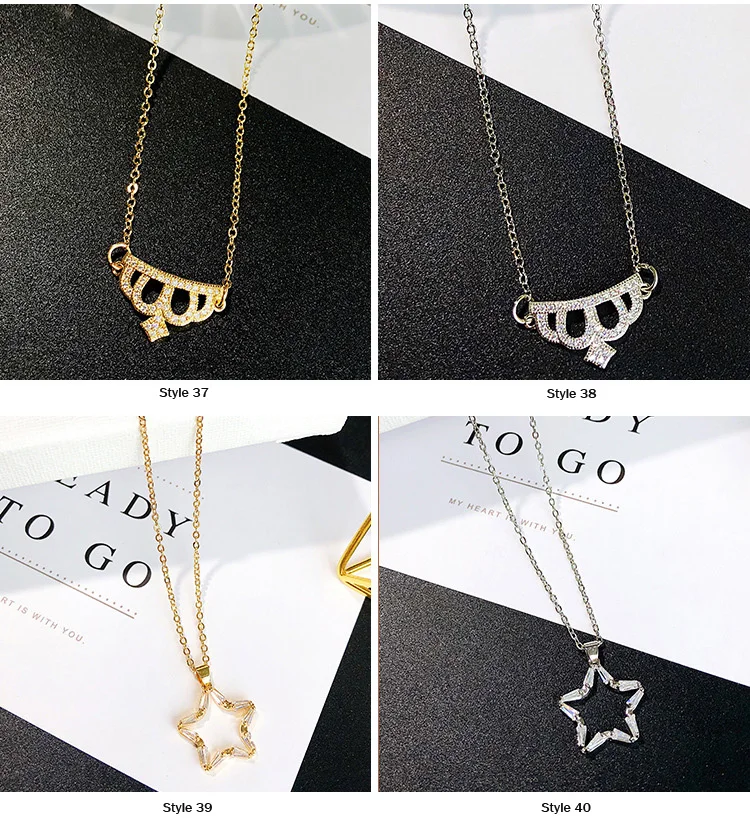 Pentagram Crystal Necklace Star Korean Jewelry Heart Harajuku Women Collares Gold Pearl Chain Collier Femme Long Necklaces Cross | Украшения