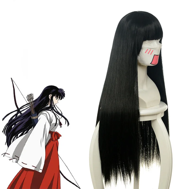 Аниме Inuyasha Kikyou косплей парик Хэллоуин костюмы кикио черные длинные прямые волосы