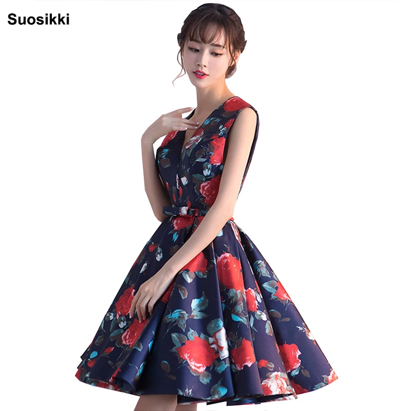 Женское Короткое платье на выпускной 2019 сексуальное с V образным вырезом