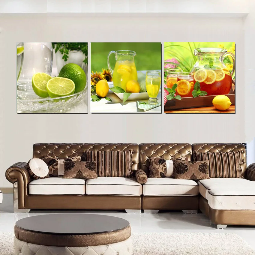 2017 украшения для кухни холст Современная Настенная живопись фрукты чай с лимоном
