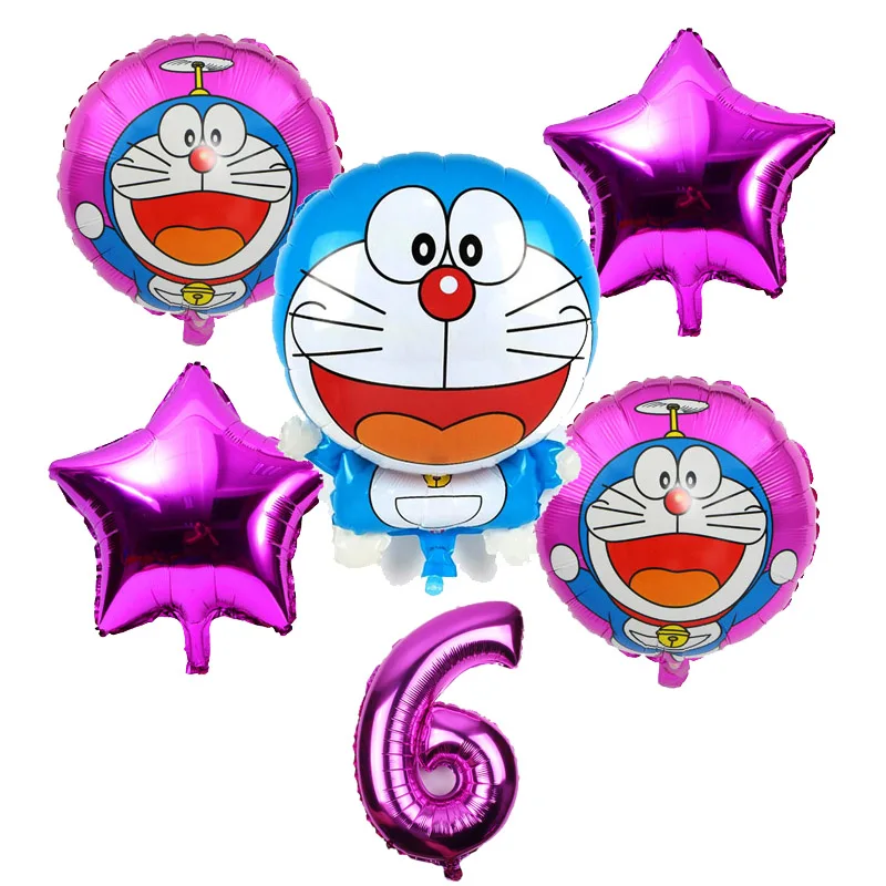 14 шт./лот мультфильм Doraemon воздушные шары из фольги День Рождения украшения 16 дюймов синий и розовый номер и точка латекса много детские игрушки