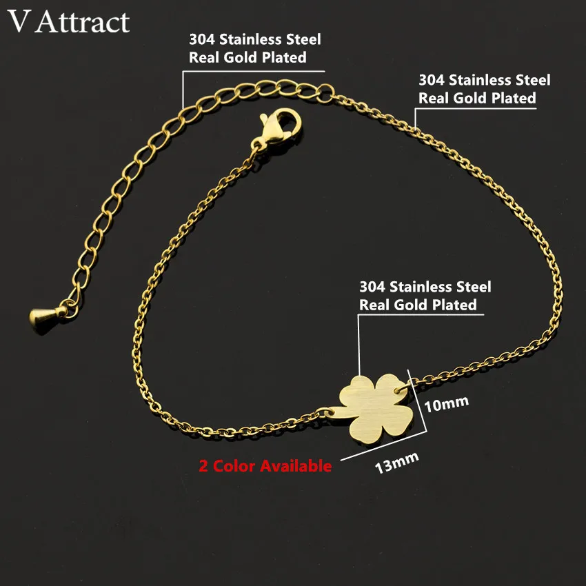 V Attract BFF ювелирные изделия Boho Luck Золото Серебро Ketting четыре листа клевера браслет для женщин нержавеющая сталь цепь Pulseira