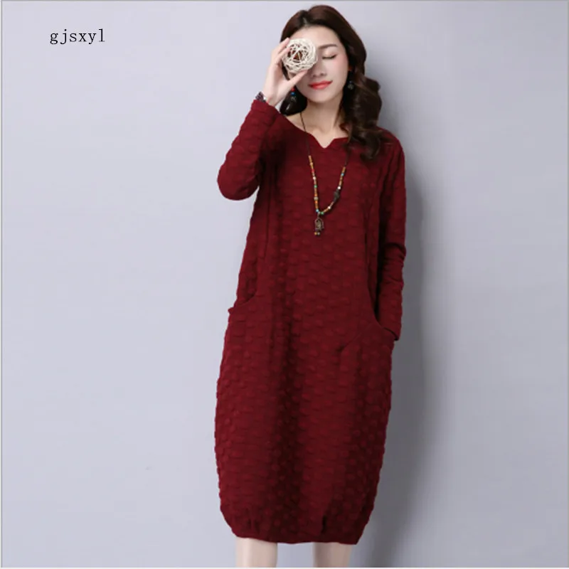 2017 осенне зимнее новое платье для беременных женщин большого размера с длинными