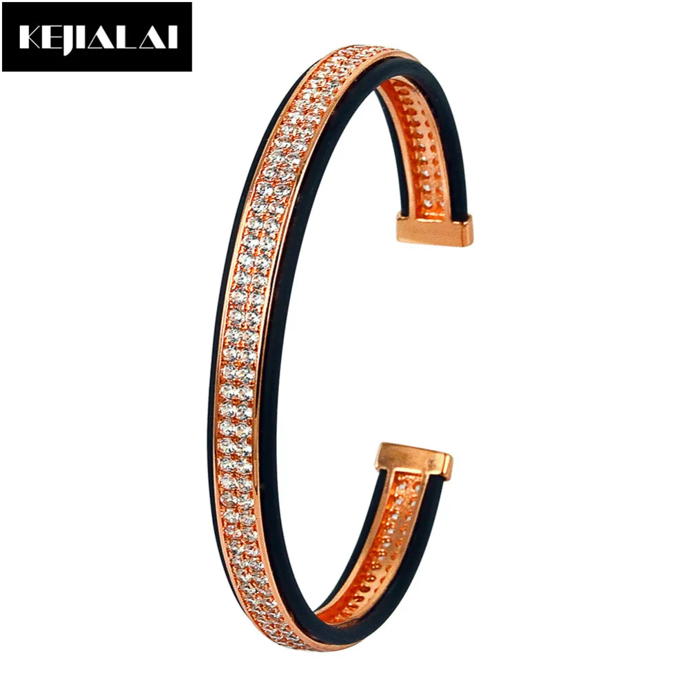 Модный браслет манжета мужские ювелирные изделия паве двойные линии прозрачный