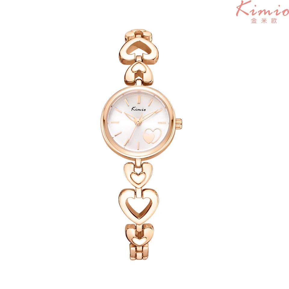 rose gold watch Бренд KIMIO, женские часы, корпус, поверхность, сердце, браслет, часы из нержавеющей стали, кварцевые наручные часы, женская одежда, часы - Цвет: rose gold watch
