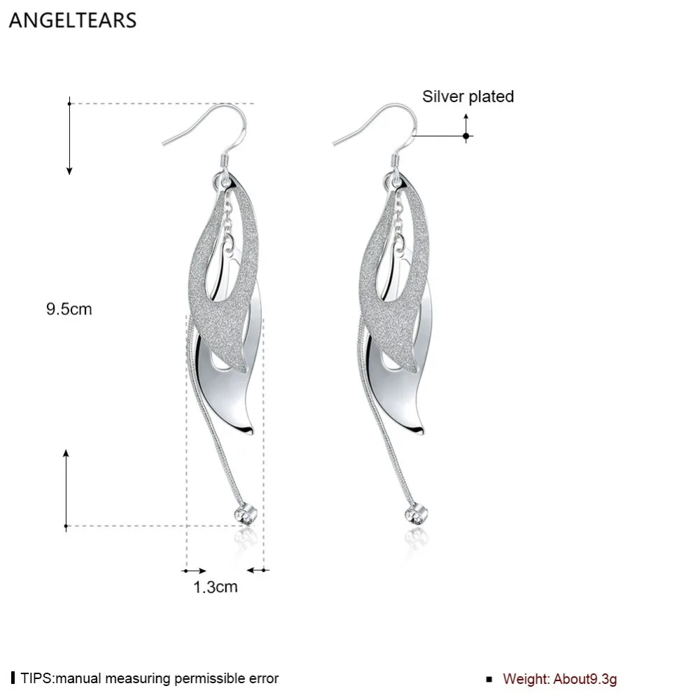 2017 Лидер продаж серебро Цвет скраб оставляет Форма длинные Висячие серьги модная