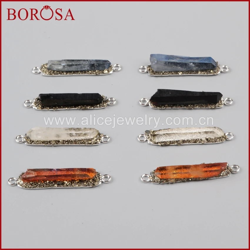 Borosa Новый приходить Multi Цвет Drusy кластера аура кварц Druzy Кристалл точка серебра