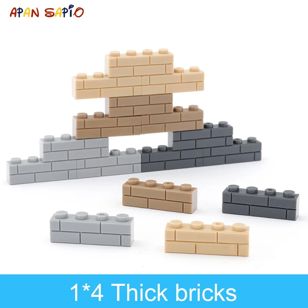 50pcs DIY Building Blocks Thick wall Figures Bricks 1x4 Dots Educational Creative Size Compatible With Brands Toys for Children