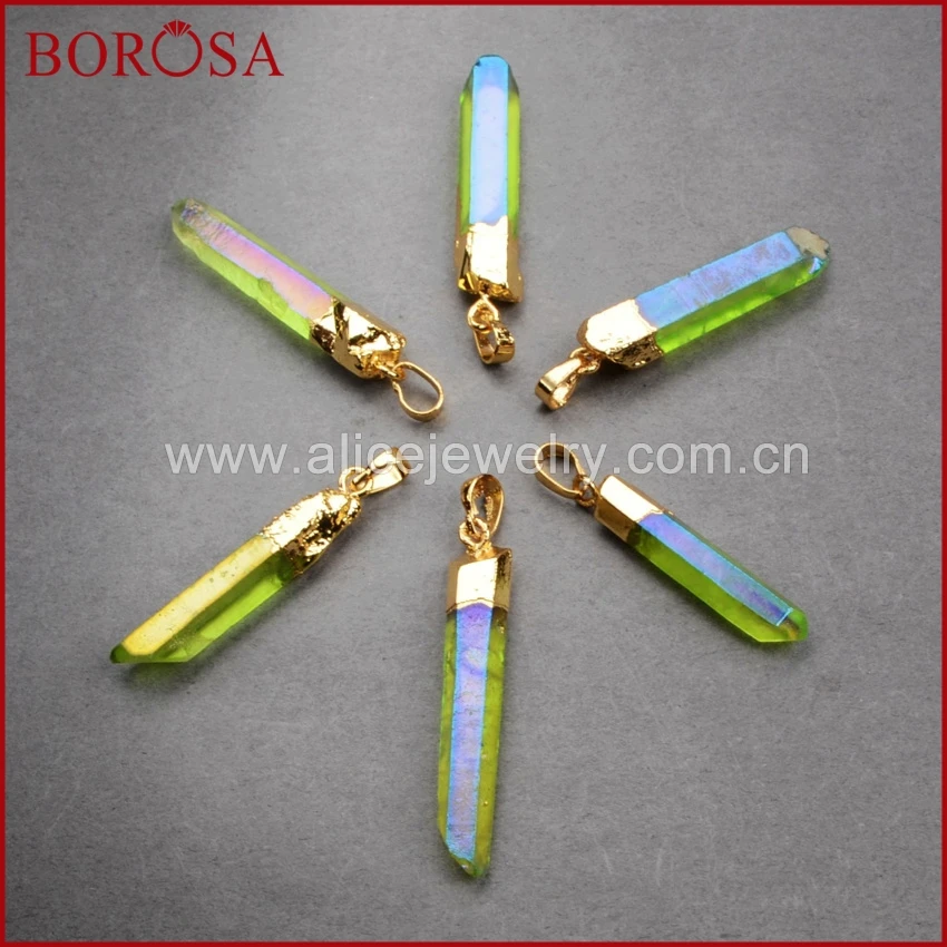 BOROSA Новые Подвески с кристаллами Aura золотистые подвески друзой зеленый Титан AB