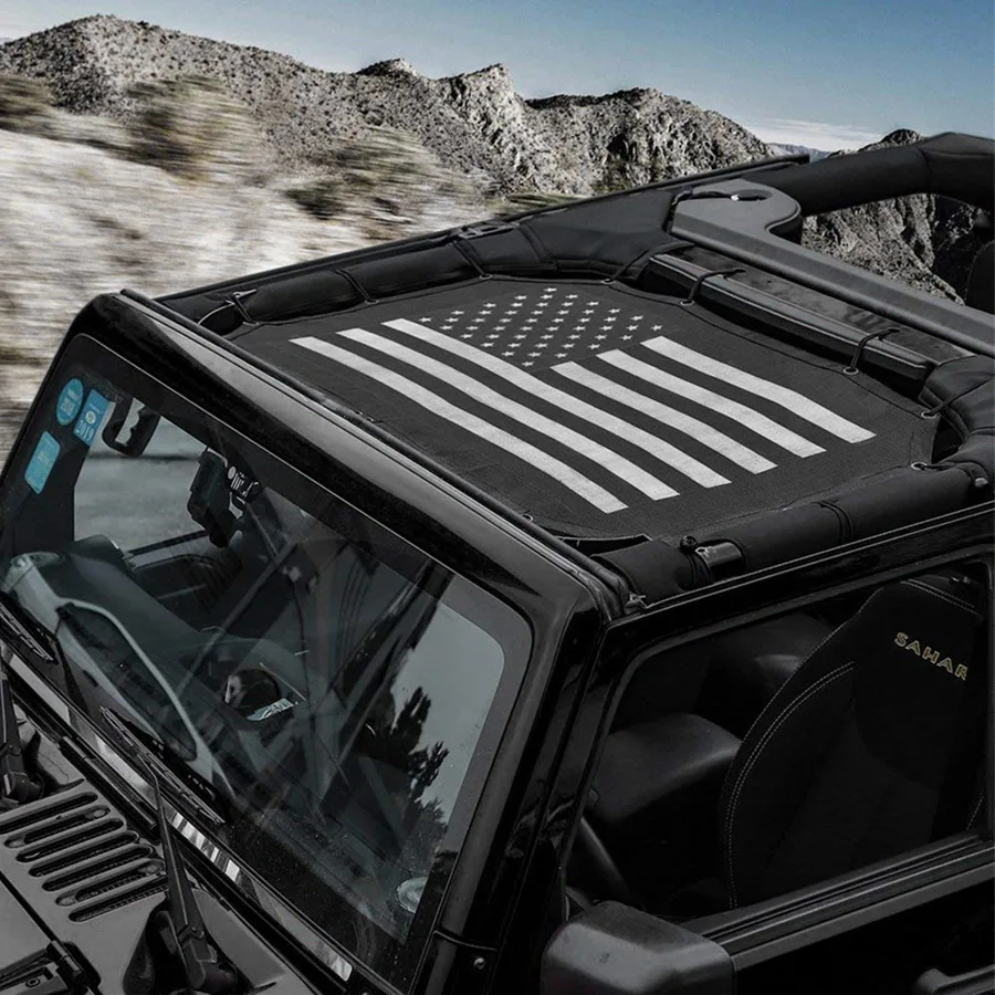 

Durable Polyester Mesh Sun Shade Top Cover Provides reducing UV exposure for 2-Door Jeep JK or JKU 2007-2018