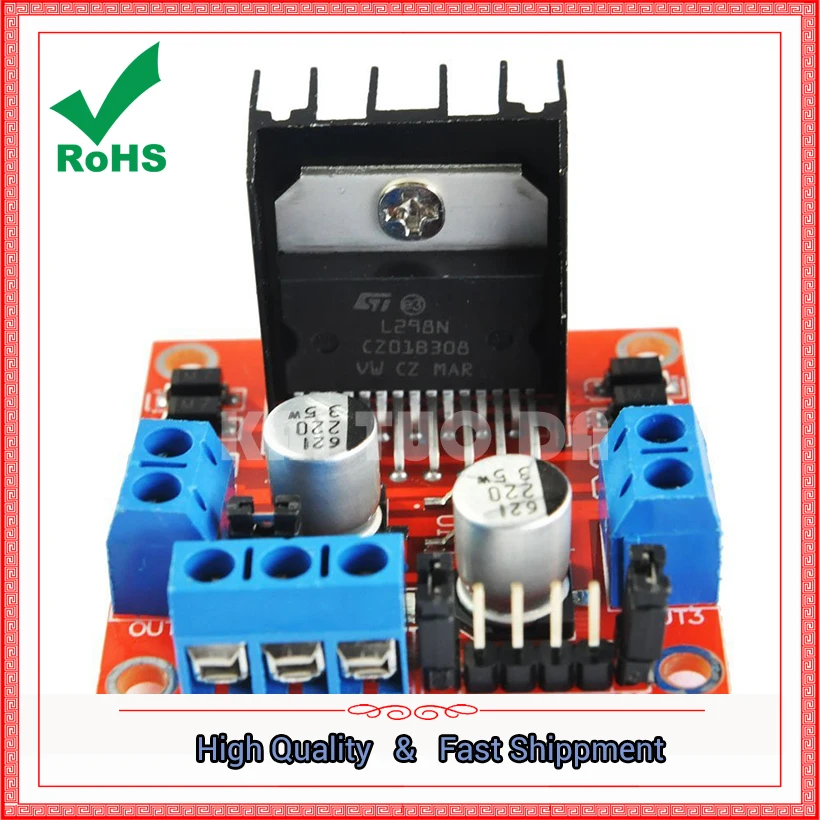 Original chip L298N motor drive plate module DC stepper robot intelligent car board | Электронные компоненты и