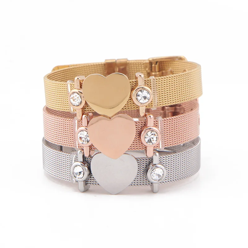 Somsoar ювелирные изделия Сердце гравюра Гео бар Шарм сетки браслет может лазерный