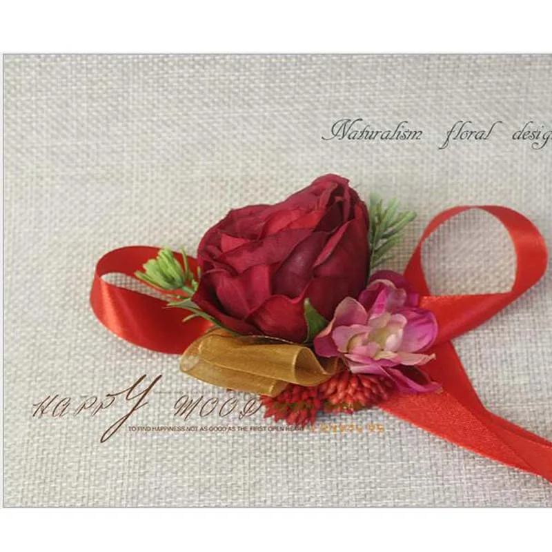 

Free Shipping 2018 New Arrival 5 Colors Korean Western Style Bride Groom Wedding Corsages and Boutonnieres Rose Wrist Flower