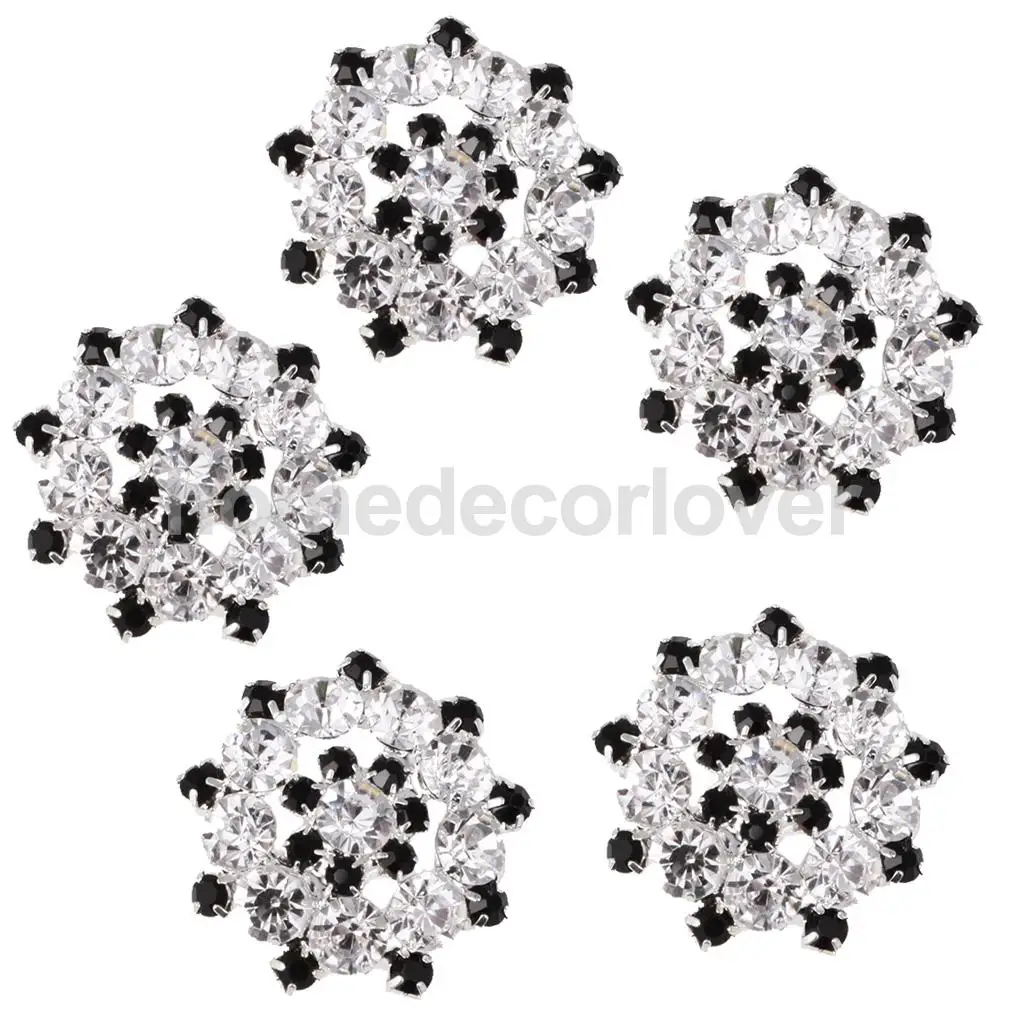 5 шт. стразы Хрустальный цветок хвостовик пуговицы для шитья украшение черный и
