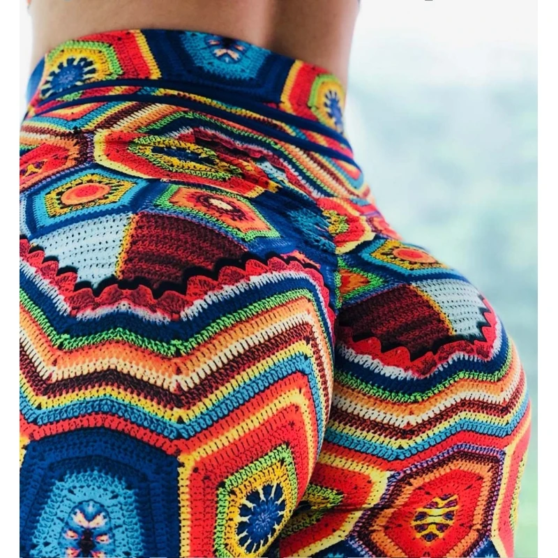 Леггинсы с ярким принтом эластичные леггинсы высокой талией дышащие веселыми