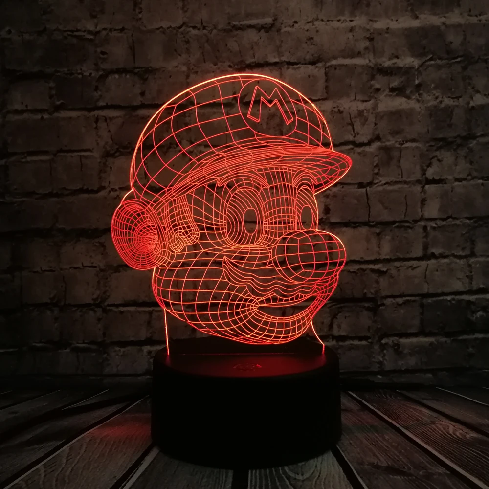 Классический мультфильм игра фигурка Супер Марио 3D светодиодный USB лампа Акриловая Новинка рождественское освещение подарок RGB сенсорный пульт дистанционного управления игрушки