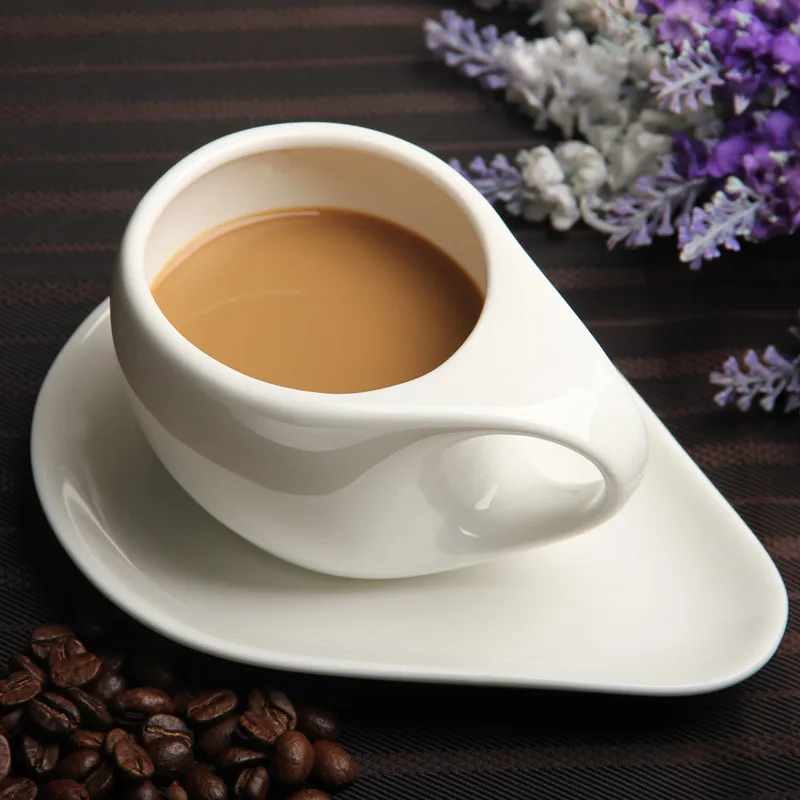 Taza de café de cerámica blanca de 175ml, taza y platillo de café de porcelana, producto de guirnalda de espesamiento americano de capuchino