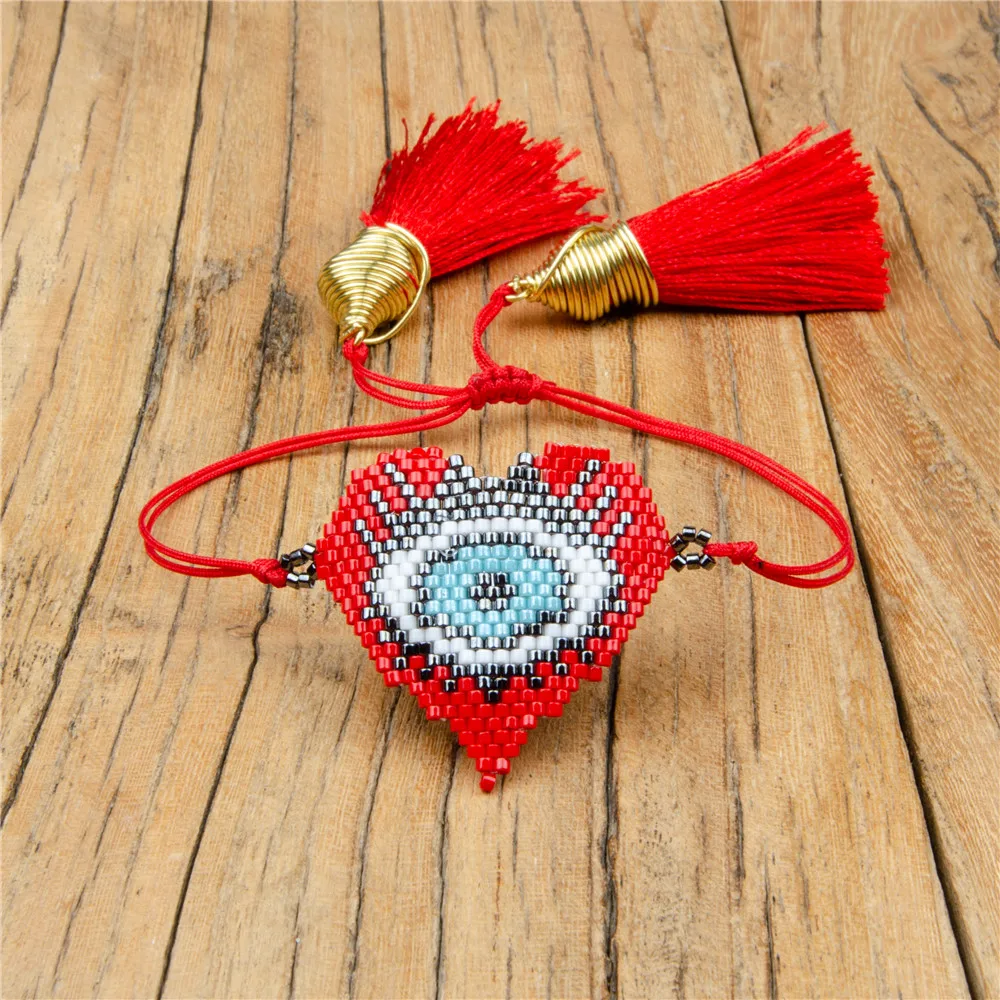 Go2boho MIYUKI браслет Турецкий Дурной глаз браслеты ювелирные изделия Красное золото сердце любовь браслеты для женщин Delica бусы Bileklik подарок