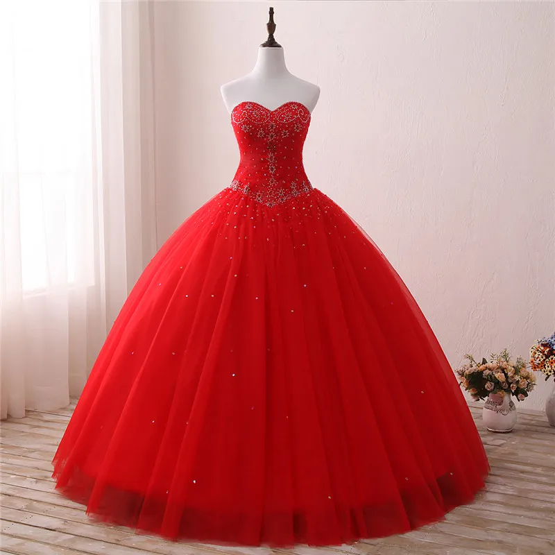 Красное Тюлевое платье для Quinceanera милые платья 16 15 лет блестящие распродажа |