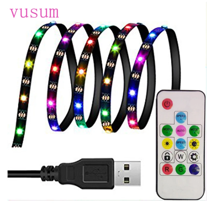 DC 5 В 1 м до 3 USB подключен полосы 5050 60leds/m WS2812B RGB 14Key RF контроллер ТВ