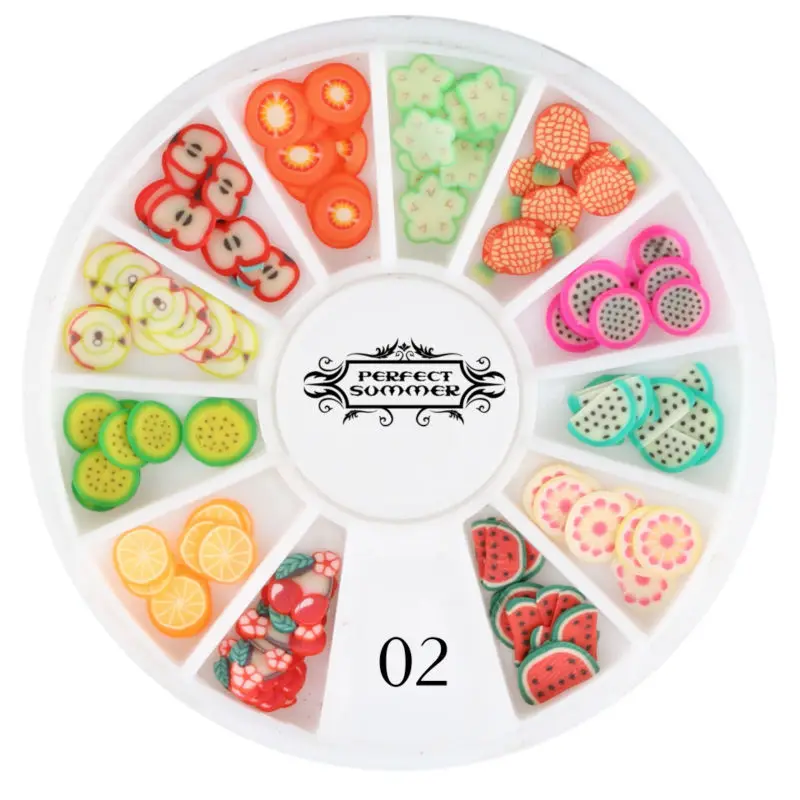 Идеальный летний дизайн ногтей украшения фрукты цветок Ломтики 3D Полимерная