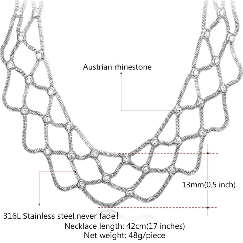 Collare колье ожерелье s для женщин 316L нержавеющая сталь сетка цепь кристалл стразы