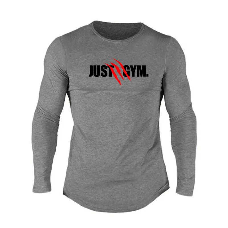 2021 Spring Men Running Cotton Long Sleeve T-shirt Gym Fitness Training T shirt Male Jogging Workout Slim Tees Tops Sportswear | Спорт и