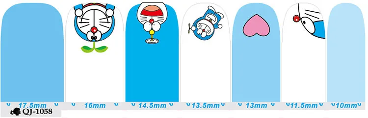 14 шт./Лист 12 типа Doraemon обертывания для ногтей 3D на весь ноготь наклейки дизайнерские наклейки для ногтей наклейки макияж тату Маникюр Инструмент - Цвет: QJ-1058  1sheet