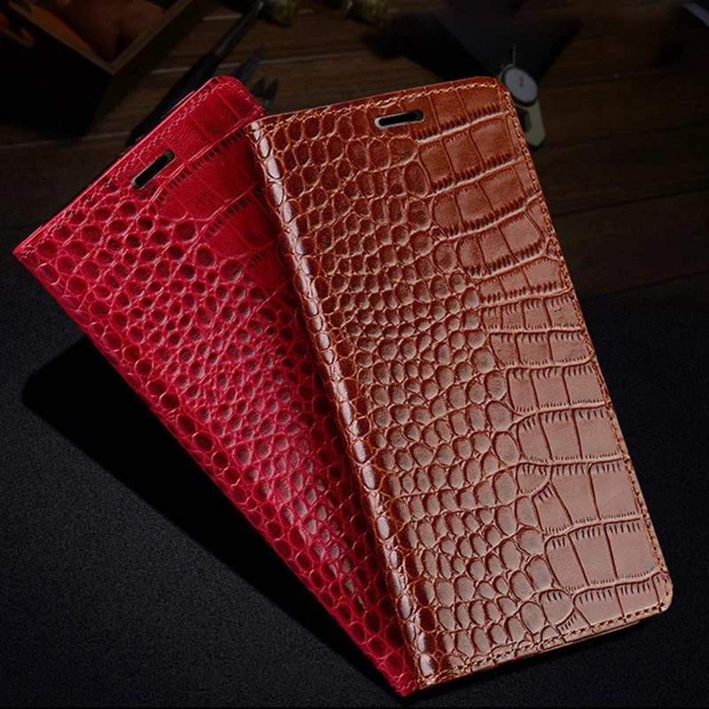

Wangcangli Genuine Leather Flip Case For iPhone 8 X Crocodile Flat Texture Card Slot Phone Cover For iPhone 6 6S 7 Plus Cases