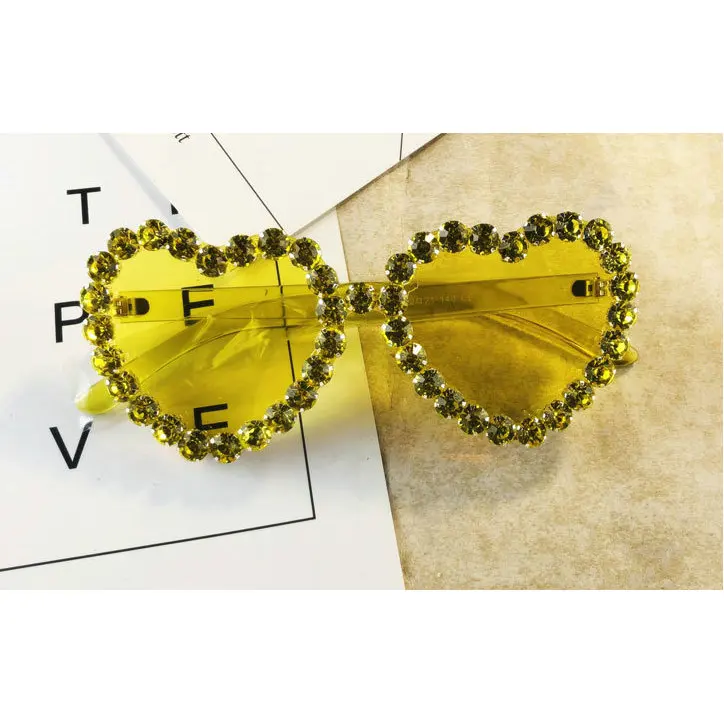 Женские солнцезащитные очки в форме сердца с бриллиантовой оправой прозрачные