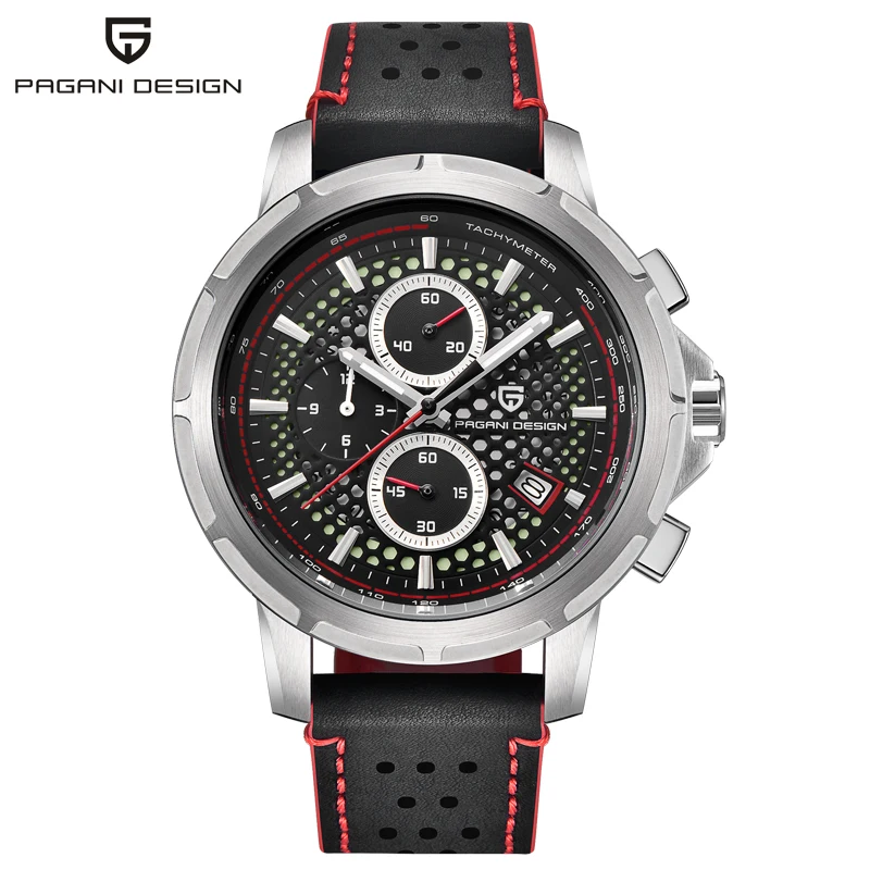 PAGANI Дизайн Seiko VK67 Movt спортивные военные кварцевые часы кожаные светящиеся мужские часы модные Хронограф Авто наручные часы с отметкой даты