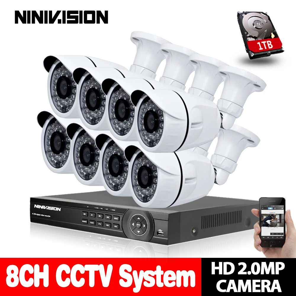 AHD 8CH CCTV система 1080P DVR 8 шт 3000TVL ИК Всепогодная наружная видеонаблюдения камер