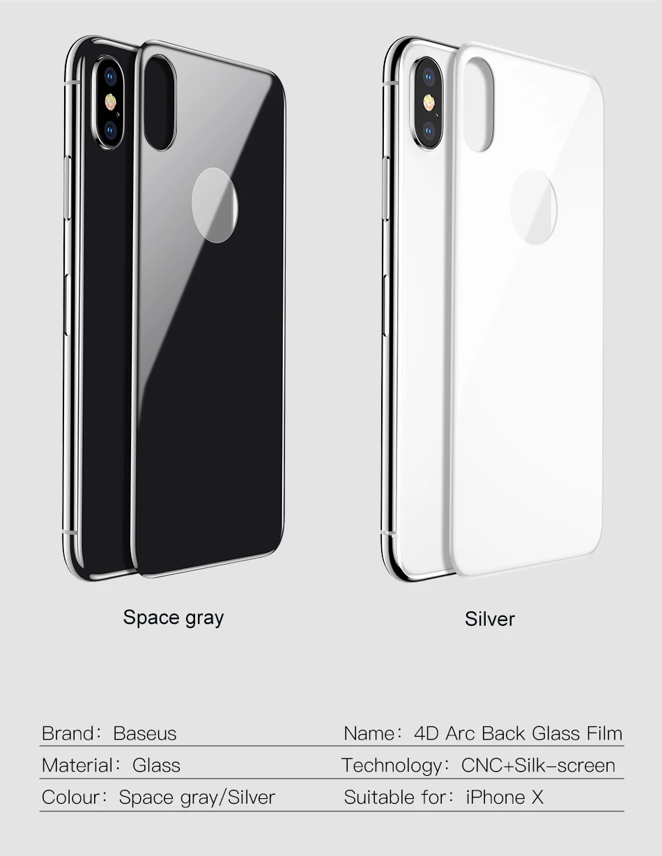 BASEUS 4D шелк Экран сзади Плёнки для iphone x 0.3 мм ультра тонкий полный охват назад закаленное Стекло Экран протектор для IPhone X