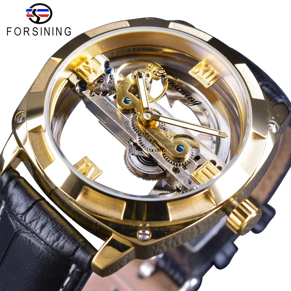 

Forsining Official Exclusive Sale Golden Double Side Transparent Modern Design Men Watch Top Brand Luxury Automatic Wristwatches