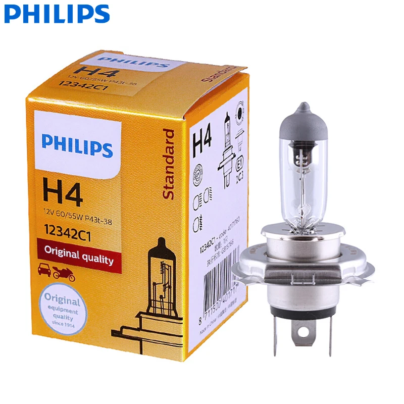 

Philips Vision H4 12V 60/55W P43t 12342C1 +30% More Bright Original Light Car Halogen Headlight OEM Auto High Low Beam (Single)