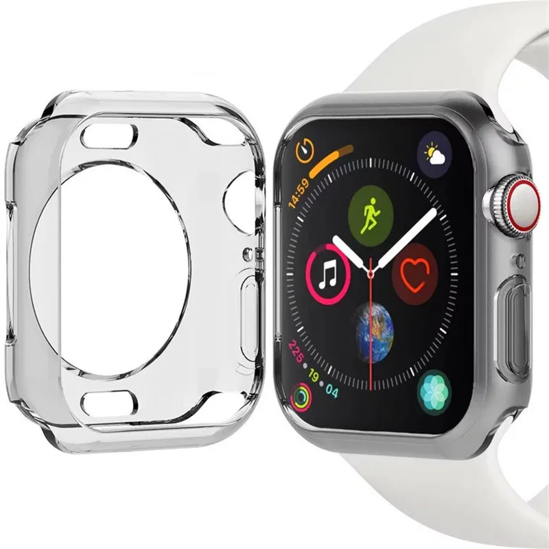 Мягкий прозрачный чехол из материала tpu для Apple Watch чехол 4 ультра тонкий силиконовый бампер аксессуары защитный чехол рамка для Iwatch40/44 мм