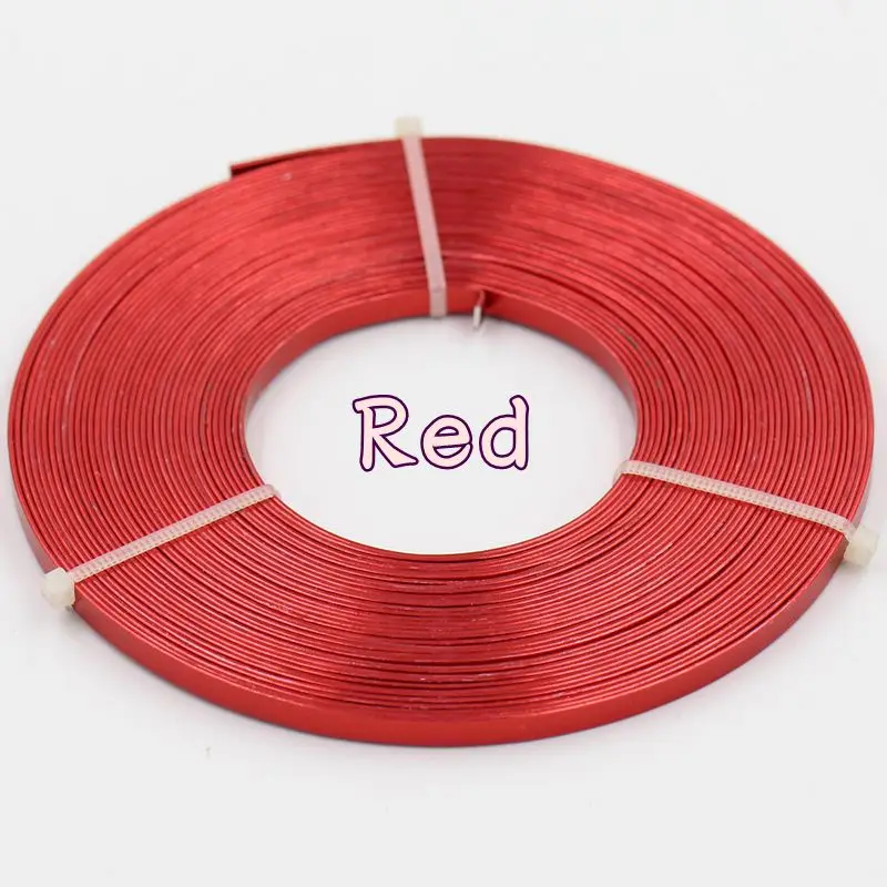 Red 10 м/шт. 5 мм X 1 мм(5 мм ширина 1 мм Толщина) плоская алюминиевая проволока из алюминиевых материалов 115 г/рулон - Цвет: Red