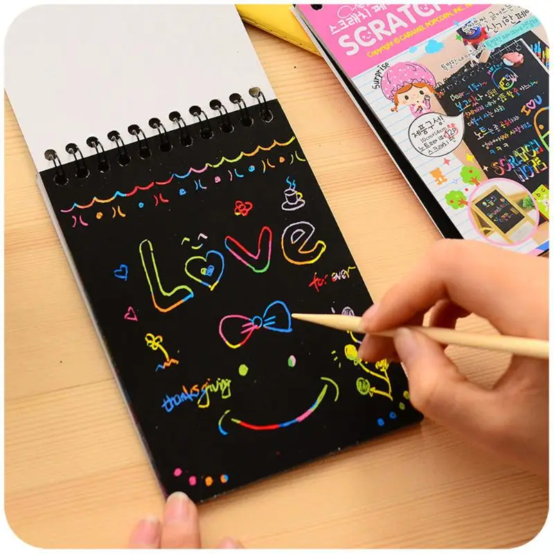 Scratch Sketch Art Notes Rainbow Magic Doodle Perfect Travel Activity Gift For Girls Boys | Игрушки и хобби