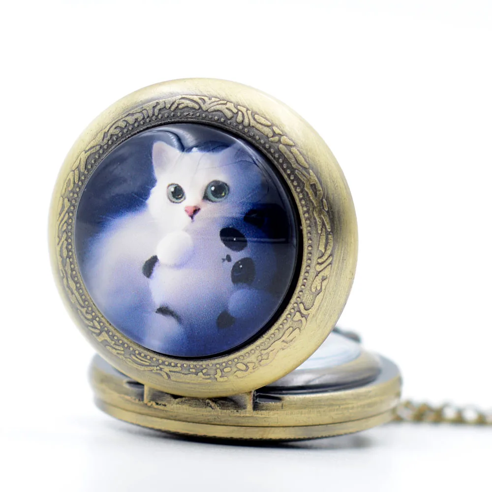 Модные милые белые часы с кошкой Китти черные/Серебристые/Бронзовые кварцевые