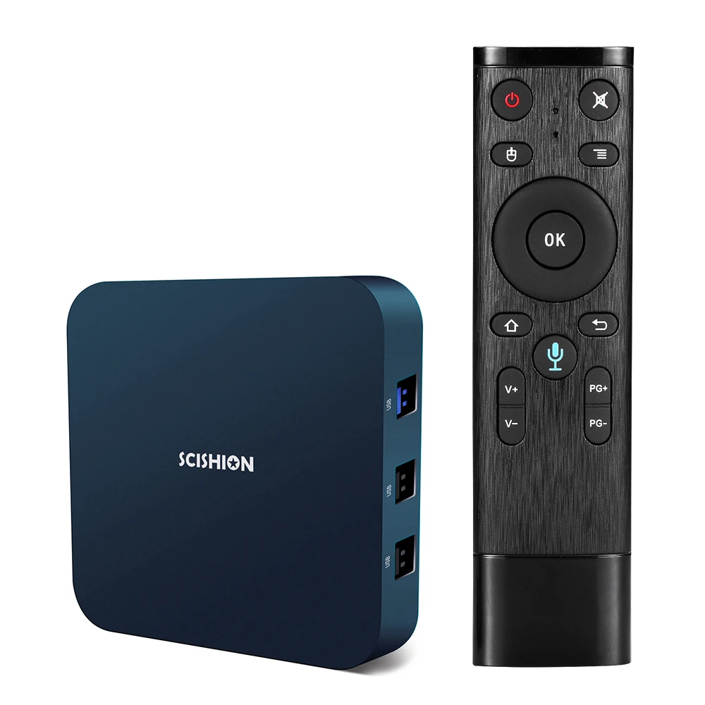 SCISHION AI One Android tv Box android 8,1 4K 2G/16G WiFi BT4.0 медиаплеер дисплей экран Голосовое управление PK Z28 X96mini tv box