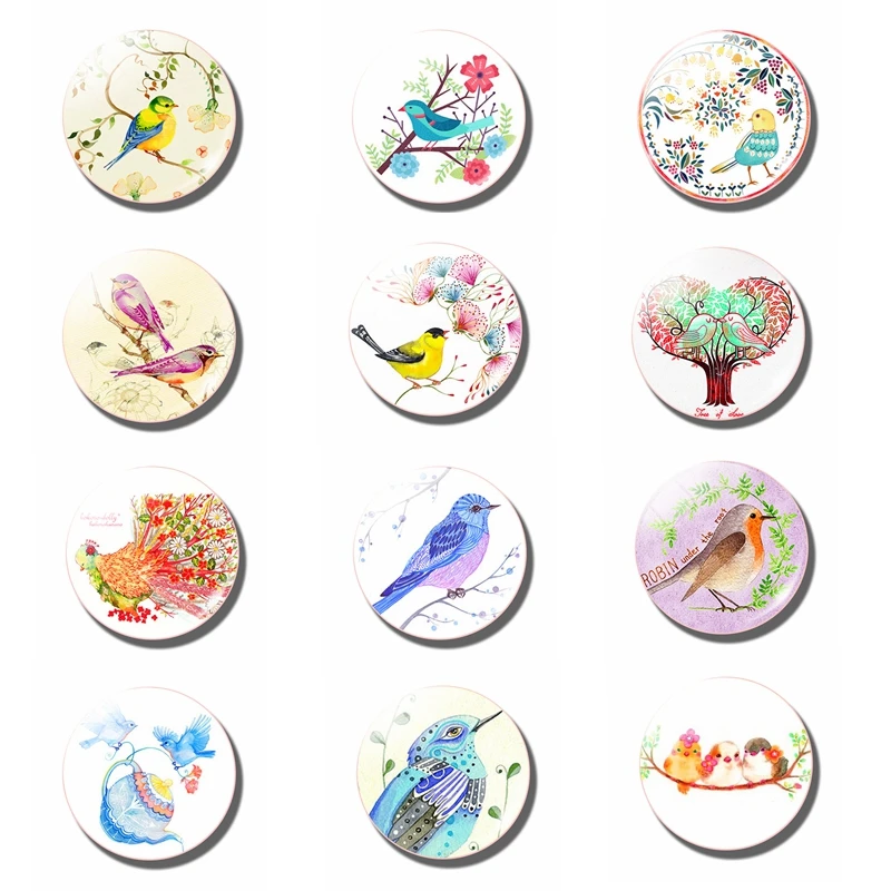 Мультяшная птица 25 мм магнит на холодильник стеклянные украшения животные набор
