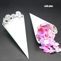 50pcspack lace flowers paper petal cones candy holder wedding confetti paper cup diy cups party decorative accessories