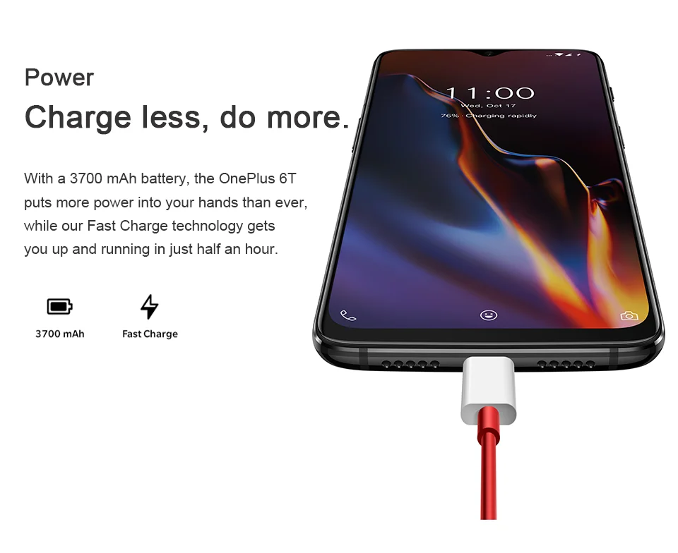 Oneplus 6T мобильного телефона 6/8GB Оперативная память 128/256 ГБ Встроенная память Snapdragon 845 Octa Core 6,4" двойной Камера Экран разблокировать телефон nfc