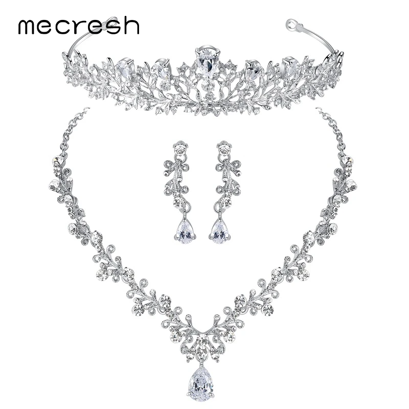 Mecresh Кристальные Свадебные Ювелирные наборы в форме сердца свадебное ожерелье